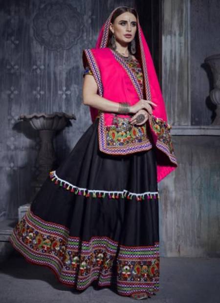 Pink And Black Colour Rajwadi Vol 1 New latest Designer Navratri Special Silk Lehenga Choli Collection 7001 A